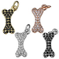 Messing hanger met micro-paved kubieke zirconia's, Bot, plated, micro pave zirconia, meer kleuren voor de keuze, 6.50x13x2mm, Gat:Ca 2mm, 20pC's/Lot, Verkocht door Lot