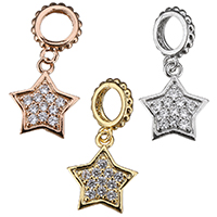 Cubic Zirconia Micro Pave Brass Pendant Star plated micro pave cubic zirconia Approx 4mm Sold By Lot