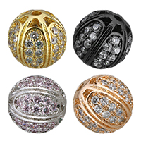 Cubic Zirconia Micro Pave Brass Beads Round plated micro pave cubic zirconia 11mm Approx 1mm Sold By Lot