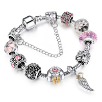 European Bracelet Zinc Alloy with Crystal plated charm bracelet & snake chain & for woman & enamel & faceted & with rhinestone nickel lead & cadmium free Sold By Strand