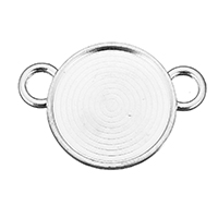 Zinklegering connector settings, Zinc Alloy, Rond plat, silver plated, 1/1 lus, nikkel, lood en cadmium vrij, 40x27.50x2mm, Gat:Ca 6mm, Binnendiameter:Ca 25mm, 200pC's/Lot, Verkocht door Lot