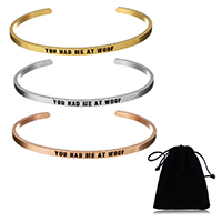 Nehrđajući čelik Pljuska Bangle, s Velveteen, pozlaćen, sa slovom uzorkom & za žene, više boja za izbor, 3mm, Unutarnji promjer:Približno 64x46mm, Prodano By PC