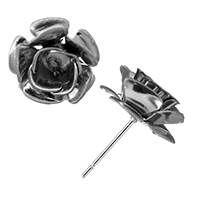 Ruostumaton teräs korvakoru Post, Rose, ilman earnut, alkuperäinen väri, 13x13x16mm, 0.5mm, Sisäläpimitta:N. 4x4mm, 100PC/erä, Myymät erä