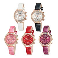 Watch Jewelry Synoke® mBan, Cowhide, le dhiailiú cóimhiotal since & Gloine, plátáilte, Uisce saoil resistant & inchoigeartaithe & do bhean & le rhinestone, dathanna níos mó le haghaidh rogha, 34x9mm, Fad Thart 8.4 Inse, Díolta De réir PC