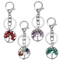 Bag Purse Charms Keyrings Keychains Gemstone with Brass silver color plated natural 35mm Sold By PC