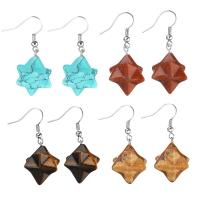 Gemstone Earrings, misto de pedras semi-preciosas, with cobre, cromado de cor prateada, natural & materiais diferentes para a escolha & para mulher, 37mm, 21x25x20mm, vendido por par