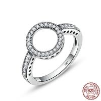 Thailand Sterling Sølv Finger Ring, Donut, forskellig størrelse for valg & for kvinde & med cubic zirconia, 11mm, Solgt af PC