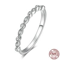 Sterling Silver Juvelyrika Finger žiedas, 925 Sterling Silver, skirtingo dydžio pasirinkimo & moters & su kubinių Zirconia, 2mm, Pardavė PC