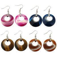 Gemstone Oorbellen, Edelsteen, met Messing, silver plated, verschillende materialen voor de keuze & voor vrouw, 51mm, 28x28x5mm, Verkocht door pair