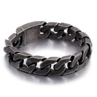 Los hombres de la pulsera y del brazalete, acero inoxidable 316, iónico negro, giro oval & para hombre, 17mm, Vendido para aproximado 8.5 Inch Sarta