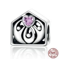 Tajland Sterling Silver European Perla, micro utrti kubni cirkonij & bez trol, 11x11mm, Rupa:Približno 4.5mm, Prodano By PC