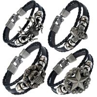 De Armband van mensen, PU, met Niet-magnetische Hematiet & Zinc Alloy, plated, verschillende stijlen voor de keuze & voor de mens & 3-streng, nikkel, lood en cadmium vrij, 10mm, Per verkocht Ca 7.8 inch Strand