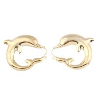 Zinc Alloy Hoop Earring, rustfrit stål ørering indlæg, Dolphin, forgyldt, for kvinde, flere farver til valg, bly & cadmium fri, 58x51x8.50mm, Solgt af par