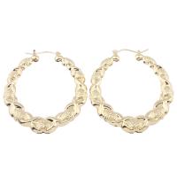 Zinc Alloy Hoop Earring, rustfrit stål ørering indlæg, Donut, guldfarve belagt, for kvinde, bly & cadmium fri, 53x58x5mm, Solgt af par