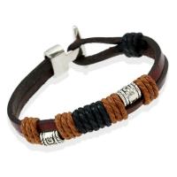 De Armband van mensen, PU, met Hennep & Zinc Alloy, plated, voor de mens, nikkel, lood en cadmium vrij, 8mm, Per verkocht Ca 7.8 inch Strand