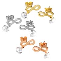 Pendientes de Cristal, acero inoxidable, con Cristal, Infinito, chapado, para mujer, más colores para la opción, 14mm, 6mm, Vendido por Par