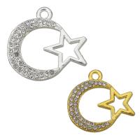 Zinklegierung Mond Anhänger, Mond und Sterne, plattiert, verschiedene Größen vorhanden & mit Strass, keine, frei von Nickel, Blei & Kadmium, Bohrung:ca. 2mm, 100PCs/Menge, verkauft von Menge