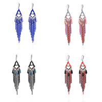 Faisean Fringe Earrings, Sinc Alloy, le Plaisteach, iarann Hook earring, plátáilte, do bhean, dathanna níos mó le haghaidh rogha, luaidhe & caidmiam saor in aisce, 100x15mm, Díolta De réir Snáithe