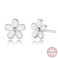 Sterling Silver Jewelry Earring, 925 Sterling Silver, Flower, stíl pacála éagsúla do rogha & do bhean & cruan, 9mm, Díolta De réir Péire