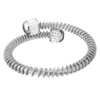 ROSTFRITT STÅL Manschett Armring, med rhinestone lera bana, Unisex, ursprungliga färgen, 12x13mm, 6.5mm, Innerdiameter:Ca 57x54mm, Säljs av PC