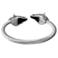 Nehrđajući čelik Pljuska Bangle, Vuk, za čovjeka & pocrniti, 30x17mm, 6mm, Unutarnji promjer:Približno 68x58mm, Prodano By PC