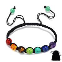 pierre gemme bracelet de Woven Ball, avec corde en nylon, unisexe & réglable, protéger l'environnement, sans nickel, plomb et cadmium, 8mm, Vendu par Environ 12 pouce brin