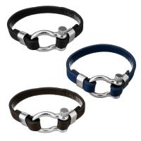 Bracelet homme, cuir de peau de vache, avec acier inoxydable, bracelet tressé & pour homme, plus de couleurs à choisir, 34x26mm, 9.5mm, Vendu par Environ 8 pouce brin