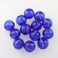 Abalorios de Cristal Murano hecho a mano, Cristal de murano, Esférico, arena dorada & hueco, azul, 20mm, agujero:aproximado 2-3mm, 100PCs/Bolsa, Vendido por Bolsa