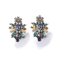 Boucles d'oreilles cristal, alliage de zinc, avec cristal, Plaqué de couleur d'or antique, pour femme & avec zircone cubique & facettes, protéger l'environnement, sans nickel, plomb et cadmium, 31mm, Vendu par paire