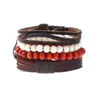 Kohud Armband Set, armband, med Hampa & Trä, justerbar & för människan, Längd Ca 6.7-11.8 inch, 4Strands/Ställ, Säljs av Ställ