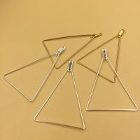 Messing Earring Drop Component, Triangle, forgyldt, flere farver til valg, nikkel, bly & cadmium fri, 47x31mm, Hole:Ca. 1mm, 100pc'er/Bag, Solgt af Bag