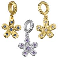 Cubic Zirconia Micro Pave Brass Pendant Flower plated micro pave cubic zirconia Approx 4mm Sold By Lot