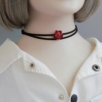 Gelaagde choker, Corduroy Cord, met Doek & Zinc Alloy, met 2inch extender keten, platinum plated, verschillende verpakkingen stijl voor keuze & verstelbaar & voor vrouw & 2-strengs, nikkel, lood en cadmium vrij, 15mm, Per verkocht Ca 11 inch Strand