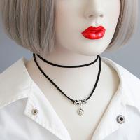 Layered Choker, Wollschnur, mit Zinklegierung, mit Verlängerungskettchen von 2inch, plattiert, verschiedene Verpackungs Art für Wahl & einstellbar & für Frau & 2 strängig, frei von Nickel, Blei & Kadmium, 25mm, verkauft per ca. 11 ZollInch Strang