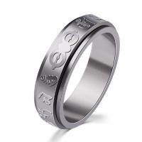 Titantium Steel fingerring, Titanium Stål, platin farve forgyldt, drejelig & buddhistiske smykker & Unisex & forskellig størrelse for valg, 5mm, Solgt af PC