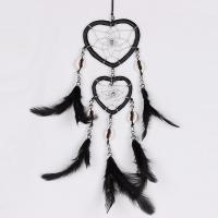 Mode Dreamcatcher, Veer, met Corduroy Cord & Schelp & Glas rocailles, Hart, zwart, 350-400mm, Verkocht door PC