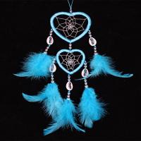 Mode Dreamcatcher, Feather, med Velveteen Cord & Shell & Glass Seed Beads, Hjärta, skyblue, 350-400mm, Säljs av PC