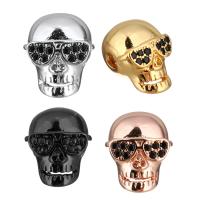 Kubik Zirkonium mikro bana Mässing Pärlor, Skull, plated, micro bana cubic zirconia, fler färger för val, 11x10x13mm, Hål:Ca 2mm, 20PC/Lot, Säljs av Lot