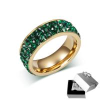 El anillo de dedo unisex, Partículas de acero, con Arcilla analiar de diamantes de imitación AB, Donut, chapado en color dorado, unisexo & diverso tamaño para la opción, 7mm, Vendido por UD