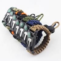 Survival Armbanden, Nylon Koord, plastic Schuif release gesp, met brand starter & met kompas & uniseks & verstelbaar, meer kleuren voor de keuze, 25mm, Per verkocht Ca 8.5 inch Strand