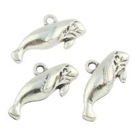 Zinklegierung Tier Anhänger, Dolphin, Platinfarbe platiniert, frei von Blei & Kadmium, 24.50x13x4mm, 100PCs/Tasche, verkauft von Tasche