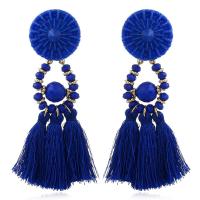 Fashion Fringe Oorbellen, Hars, met Nylon, roestvrij staal oorbel bericht, voor vrouw, meer kleuren voor de keuze, 97x40mm, Verkocht door pair