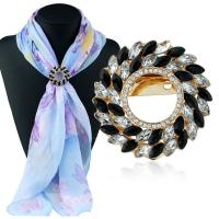 Boucle de foulard, alliage de zinc, Placage, pour femme & avec strass, sans plomb et cadmium, 37x37mm, Vendu par PC