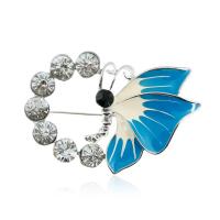 Strass Broche, Zinc Alloy, platinum plated, voor vrouw & glazuur & met strass, meer kleuren voor de keuze, lood en cadmium vrij, 55x35mm, Verkocht door PC