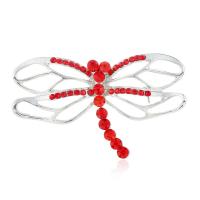 Strass Broche, Zinc Alloy, Dragonfly, platinum plated, voor vrouw & met strass, meer kleuren voor de keuze, lood en cadmium vrij, 58x33mm, Verkocht door PC