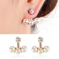 Zinc Alloy Tegneserie Split ørering, med ABS plastik perle, rustfrit stål ørering indlæg, forgyldt, Aftagelig & for kvinde & med rhinestone, flere farver til valg, bly & cadmium fri, 10-20mm, Solgt af par