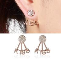 Zinc Alloy Tegneserie Split ørering, rustfrit stål ørering indlæg, forgyldt, Aftagelig & for kvinde & med rhinestone, flere farver til valg, bly & cadmium fri, 10-20mm, Solgt af par