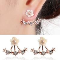 Zinc Alloy Cartoon Split Earring, met Freshwater Shell, roestvrij staal oorbel bericht, plated, afneembare & voor vrouw & met strass, meer kleuren voor de keuze, lood en cadmium vrij, 19x24mm, Verkocht door pair