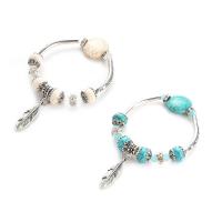 Unisex Bracelet, Turquoise sintéiseach, le Sinc Alloy, Leaf, le rhinestone, 25mm, Díolta Per Thart 6.5 Inse Snáithe