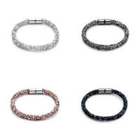 Braccialetto Unisex, lega in zinco, placcato, con strass, nessuno, assenza di piombo & cadmio, 7mm, Venduto per Appross. 7.5 pollice filo